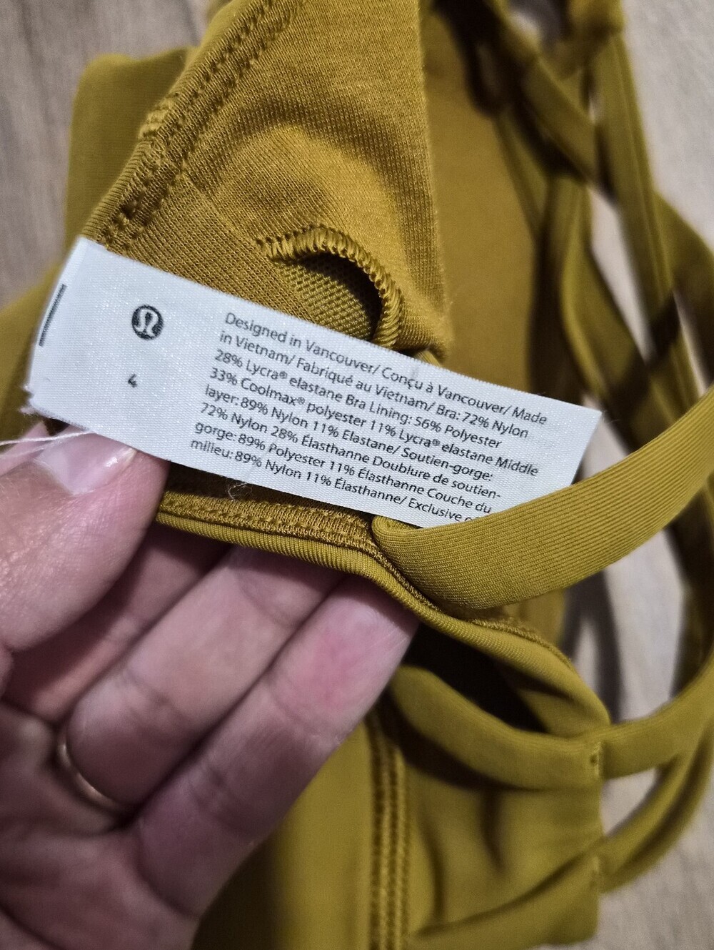 Lululemon Energy High Neck Longline Mustard Yellow Bra Size 4 - Picture 7 of 8